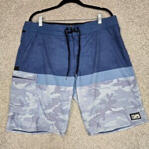 PELAGIC High Performance Men's 36 Board fishing Shorts Blue Camo